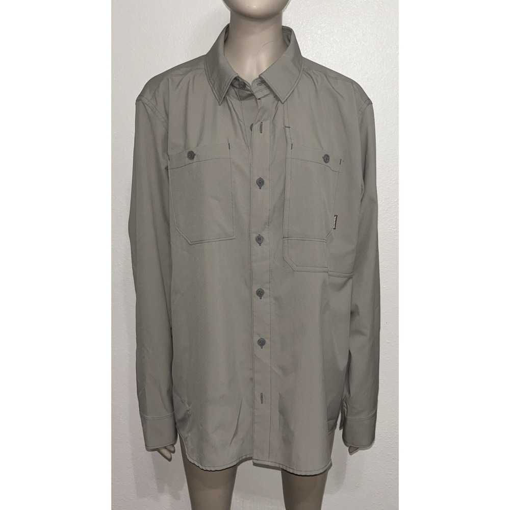 Simms Shirt Mens Gray Double Haul UPF 30+ Fishing Outdoor Button Up Sz Medium